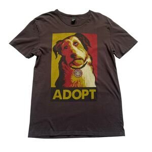 Obey T-Shirt Womens Medium Adopt Gray Short Sleeves Cotton Dog Rescue